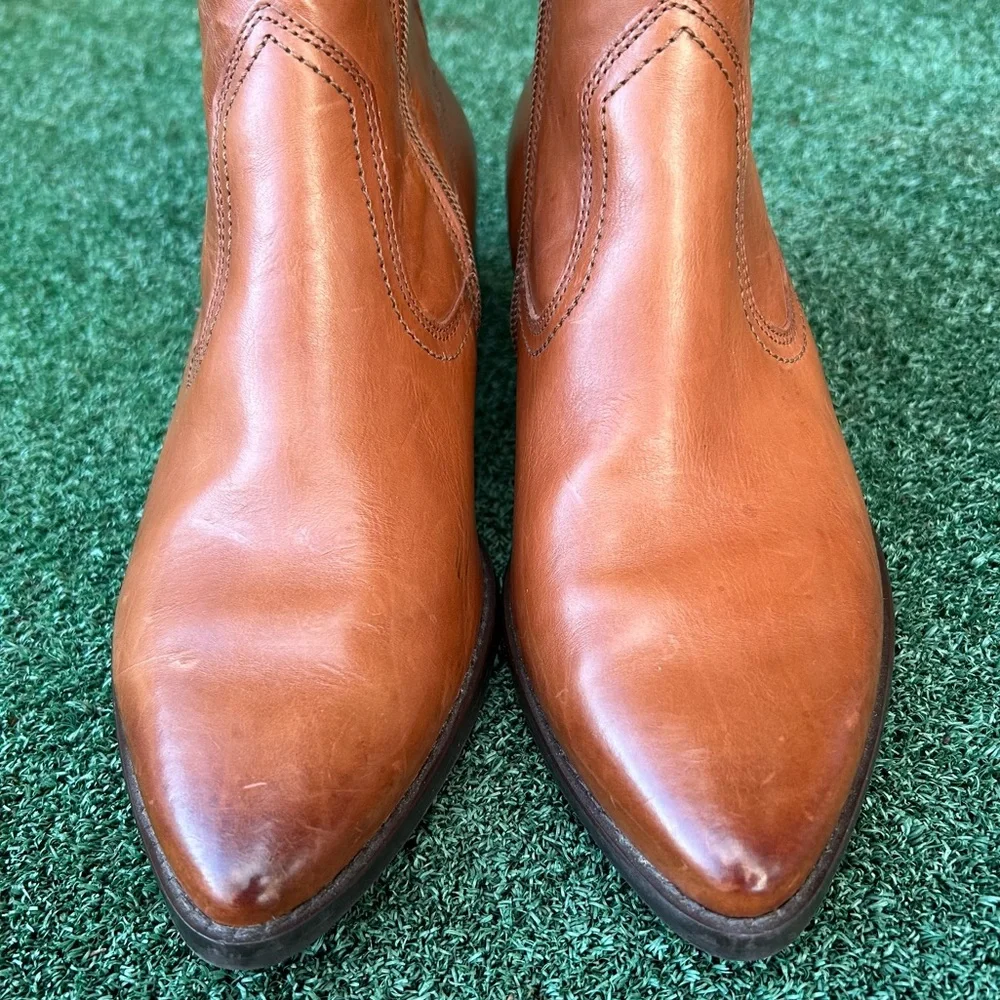 Paul Green Niche Pointed Toe Boot Leather Cognac Tan Brown 4.5